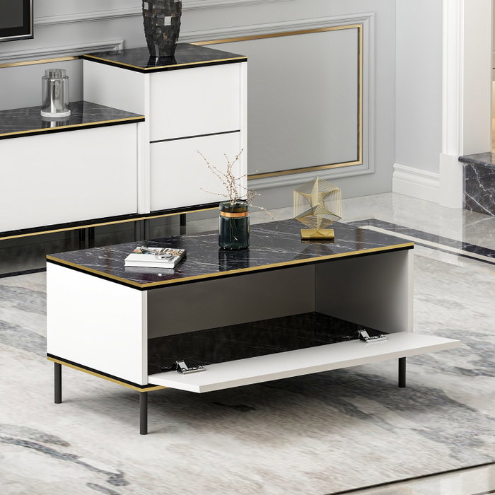 Hanah Home Imaj Mesa de centro Blanca Hanah Home Imaj Mesa de centro Blanca